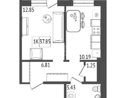 Продается 1-комнатная квартира ЖК Аринский, дом 2 корпус 1, 37.85  м², 4352750 рублей