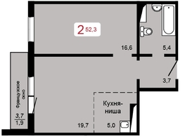 Продается 2-комнатная квартира ЖК Мичурино, дом 2 строение 4, 52  м², 5900000 рублей