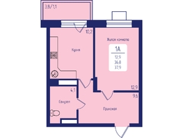 Продается 1-комнатная квартира ЖК Univers (Универс), 2 квартал, 37.9  м², 6100000 рублей