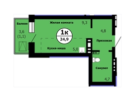 Продается 1-комнатная квартира ЖК Серебряный, дом 1 корпус 3, 25 м², 4280000 рублей