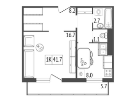 Продается 1-комнатная квартира ЖК Три слона, дом 2, 41.7 м², 5400000 рублей