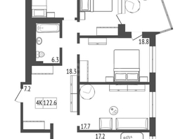 Продается 4-комнатная квартира ЖК Маэстро, 122.6 м², 18390000 рублей