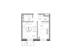 Продается 1-комнатная квартира ЖК Юдинский, дом 1.4, 41.99 м², 5248750 рублей