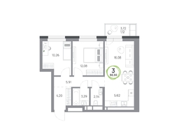 Продается 3-комнатная квартира ЖК Юдинский, дом 1.4, 60.9 м², 7502880 рублей