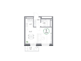 Продается 1-комнатная квартира ЖК Юдинский, дом 1.4, 37.36 м², 5107112 рублей