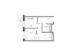 Продается 2-комнатная квартира ЖК Юдинский, дом 1.4, 39.95 м², 5577020 рублей