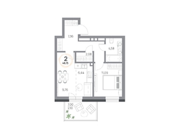 Продается 2-комнатная квартира ЖК Юдинский, дом 1.2, 46.15 м², 6054880 рублей