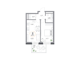 Продается 2-комнатная квартира ЖК Юдинский, дом 1.5, 44.77 м², 5538049 рублей