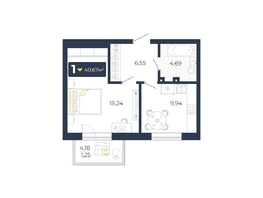 Продается 1-комнатная квартира ЖК Живём, Квартал 6.2, дом 1, 40.67 м², 4315087 рублей