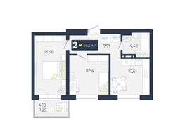Продается 2-комнатная квартира ЖК Живём, Квартал 6.2, дом 1, 49.51 м², 5297570 рублей