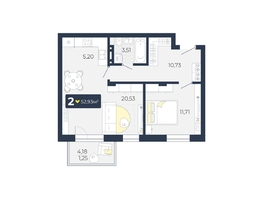 Продается 2-комнатная квартира ЖК Живём, Квартал 6.2, дом 2, 52.93  м², 5367102 рублей