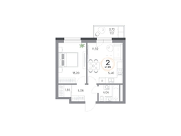 Продается 2-комнатная квартира ЖК Юдинский, дом 1.5, 41.99 м², 5227755 рублей