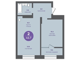 Продается 2-комнатная квартира ЖК Прогресс-квартал Перемены, дом 1, 45.7 м², 6078100 рублей