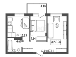 Продается 2-комнатная квартира ЖК Живём, Квартал 6.1, дом 1, 50.98 м², 5600000 рублей
