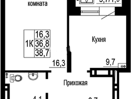 Продается 1-комнатная квартира ЖК Подзолкова, дом 19, 38.7 м², 6380000 рублей