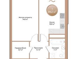 Продается 1-комнатная квартира ЖК Небо над Енисеем, корпус 4, 39.2 м², 6272000 рублей