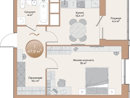 Продается 1-комнатная квартира ЖК Небо над Енисеем, корпус 2, 45.7 м², 7449100 рублей