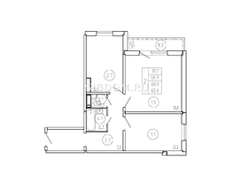 Продается 2-комнатная квартира ЖК Три слона, дом 2, 60.8  м², 6450000 рублей