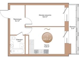 Продается 1-комнатная квартира ЖК Небо над Енисеем, 39 м²