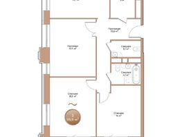 Продается 3-комнатная квартира ЖК Небо над Енисеем, 90.7  м²