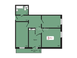 Продается 3-комнатная квартира ЖК Мичурино, дом 2 строение 4, 78.3 м², 7258000 рублей