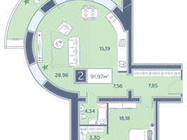 Продается 2-комнатная квартира ЖК Преображенский, дом 7, 92.07 м², 11803374 рублей