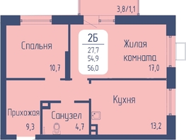 Продается 2-комнатная квартира ЖК Univers (Универс), 3 квартал, 56 м², 8079120 рублей
