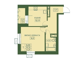 Продается 1-комнатная квартира ЖК Univers (Универс), 4 квартал, 41.29 м², 7473490 рублей