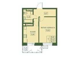 Продается 1-комнатная квартира ЖК Univers (Универс), 4 квартал, 36.73 м², 6354290 рублей