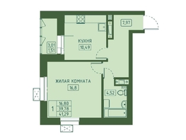 Продается 1-комнатная квартира ЖК Univers (Универс), 4 квартал, 41.29 м², 7597360 рублей