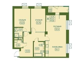 Продается 3-комнатная квартира ЖК Univers (Универс), 4 квартал, 83.66 м², 12047040 рублей