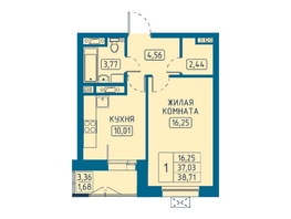 Продается 1-комнатная квартира ЖК Univers (Универс), 5 квартал, 38.71 м², 6580700 рублей