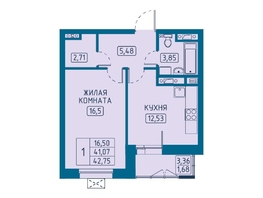 Продается 1-комнатная квартира ЖК Univers (Универс), 5 квартал, 42.75 м², 8037000 рублей