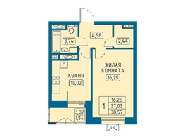 Продается 1-комнатная квартира ЖК Univers (Универс), 5 квартал, 38.57 м², 7328300 рублей