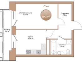 Продается 1-комнатная квартира ЖК Небо над Енисеем, 39.2 м², 6977600 рублей