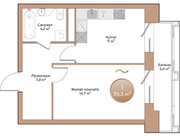 Продается 1-комнатная квартира ЖК Небо над Енисеем, 39.3  м&sup2;, 8056500 рублей