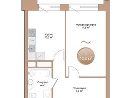 Продается 1-комнатная квартира ЖК Небо над Енисеем, 38.1 м², 5943600 рублей
