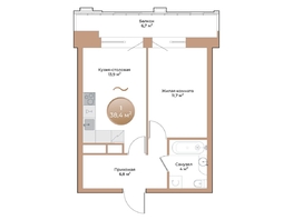 Продается 1-комнатная квартира ЖК Небо над Енисеем, 38.4 м², 5990400 рублей