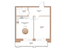 Продается 1-комнатная квартира ЖК Небо над Енисеем, 47.1 м², 7959900 рублей
