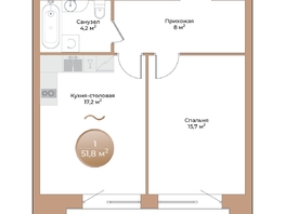 Продается 1-комнатная квартира ЖК Небо над Енисеем, 47.1 м², 8383800 рублей