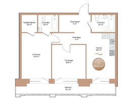Продается 2-комнатная квартира ЖК Небо над Енисеем, 64.5 м², 11803500 рублей
