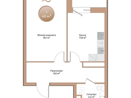 Продается 1-комнатная квартира ЖК Небо над Енисеем, 46  м&sup2;, 9200000 рублей