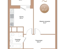 Продается 1-комнатная квартира ЖК Небо над Енисеем, 41  м&sup2;, 9430000 рублей