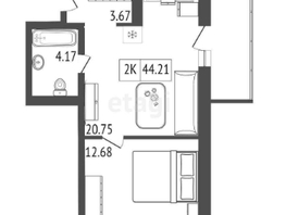 Продается 2-комнатная квартира ЖК АЭРОCITY (Аэросити), дом 1, 44.21 м², 7730000 рублей