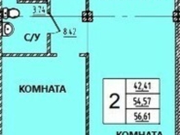Продается 2-комнатная квартира ЖК Дом на Светлова, 56.72 м², 6692960 рублей