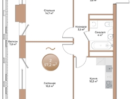 Продается 2-комнатная квартира ЖК Небо над Енисеем, 57.2  м², 11154000 рублей