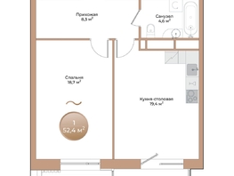 Продается 1-комнатная квартира ЖК Небо над Енисеем, 52.4 м², 9432000 рублей
