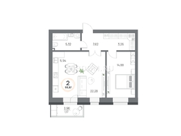 Продается 2-комнатная квартира ЖК Юдинский, дом 1.1, 55.44 м², 6666666 рублей