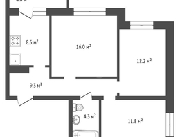 Продается 3-комнатная квартира ЖК Кедр, дом 2, 64.4 м², 6670000 рублей