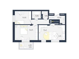 Продается 3-комнатная квартира ЖК Живём, Квартал 6.2, дом 2, 61.03  м², 6591240 рублей